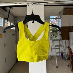 Lululemon Sports Bra Womens Neon Yellow High Impact Cross Back Moisture Wicking